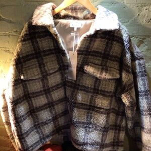 Plaid teddy shacket